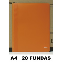 CARPETA FUNDAS PLUS A4 ECO FLEX.20F.NARANJA