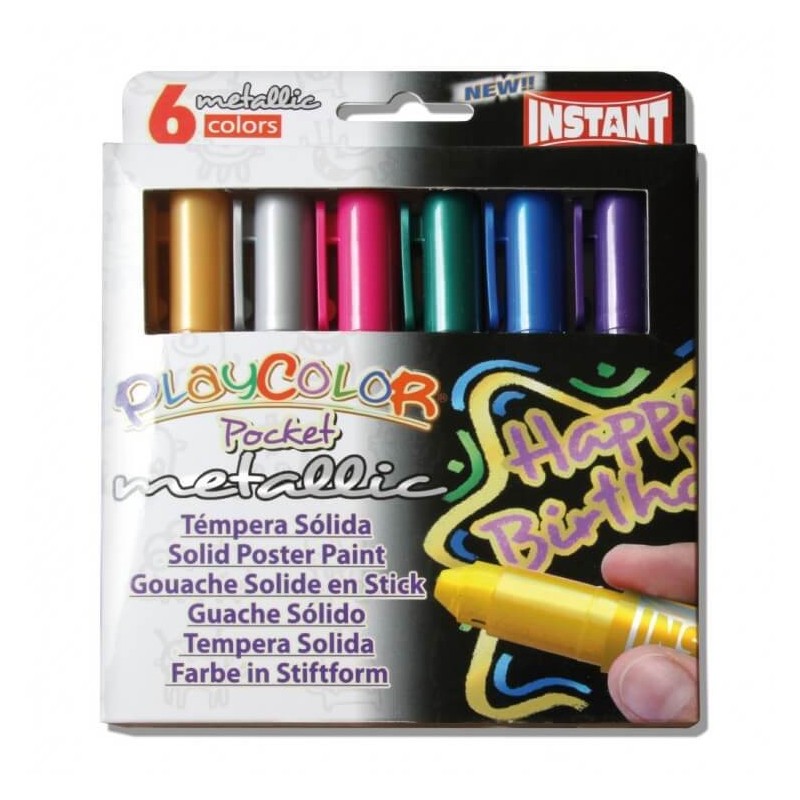 Témpera Playcolor Pocket Metalic 6 colores surtidos