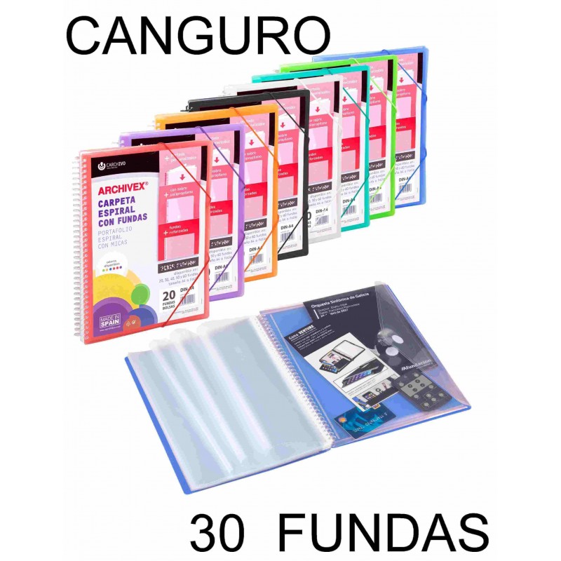 CARPETA 30 FUNDAS CANGURO ESPIRAL