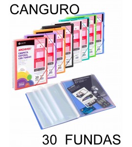 CARPETA 30 FUNDAS CANGURO ESPIRAL
