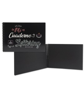 CUADERNO A5 LETTERING 32H NEGRAS