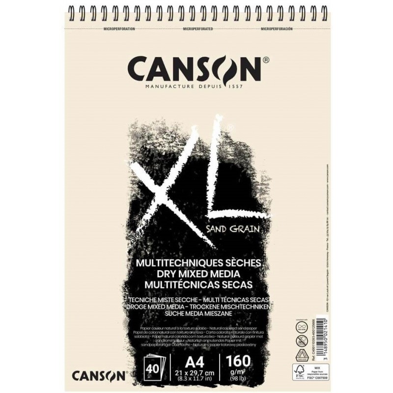 BLOC CANSON XL TOUCH ARENOSO 40H A4 BLANCO
