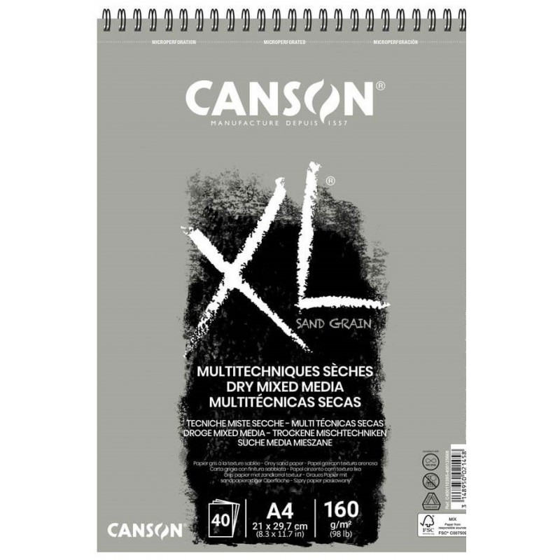 BLOC CANSON XL TOUCH ARENOSO 40H A4 GRIS