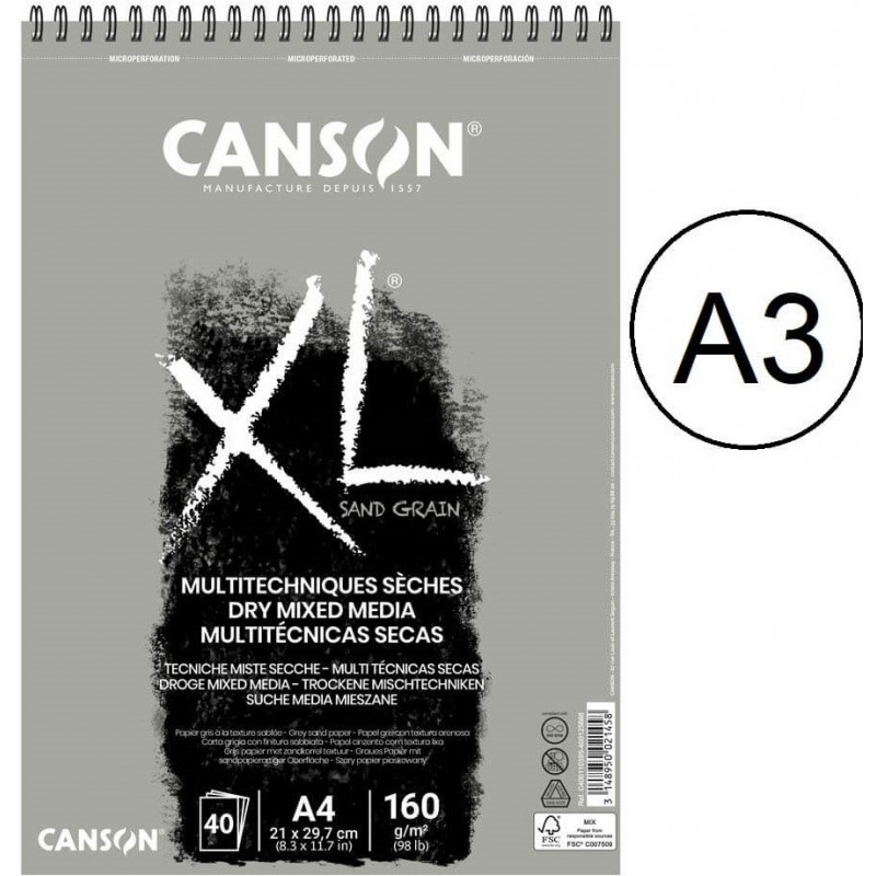 BLOC CANSON XL TOUCH ARENOSO 40H A3 GRIS