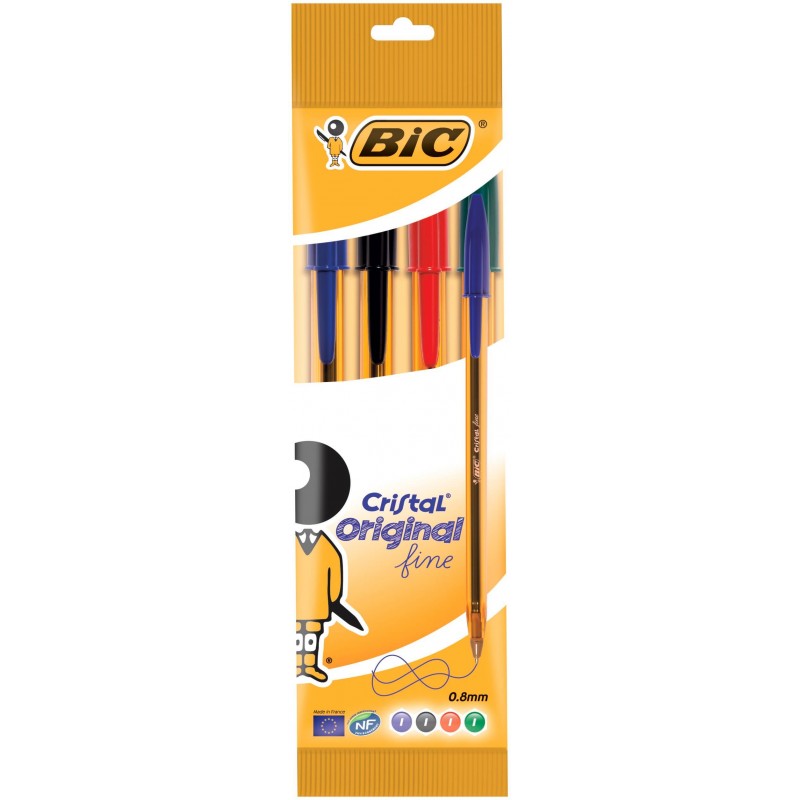 Bolígrafos para escribir, BIC Cristal Soft ®, multicolor, punta (1,2 mm)  escritura suave, 10 unidades, azul, negro, rojo, verde