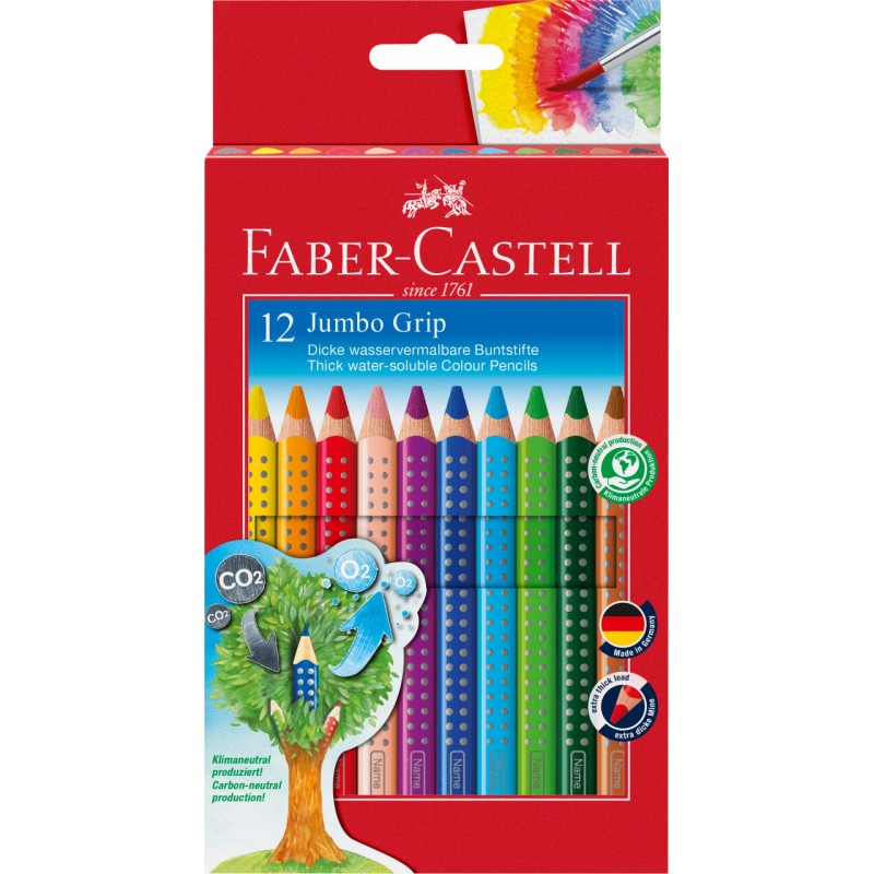 Faber-Castell Estuche de Metal 11 Lápices Colores Jumbo Grip Neon