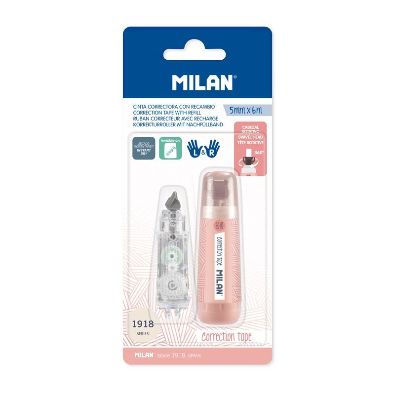 Pack De 40 Rubans Correcteurs Milan 5 Mm X 6 M - Correcteur à Sec Pour Papier - Couleurs Assorties