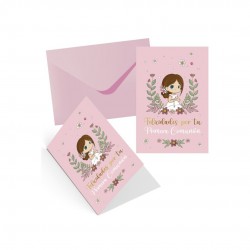 TARJETA FELICITACION PRIMERA COMUNION NIÑA