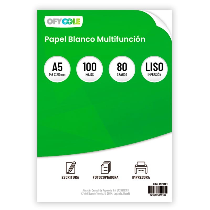 PAPEL A5 OFYCOLE 80GR...