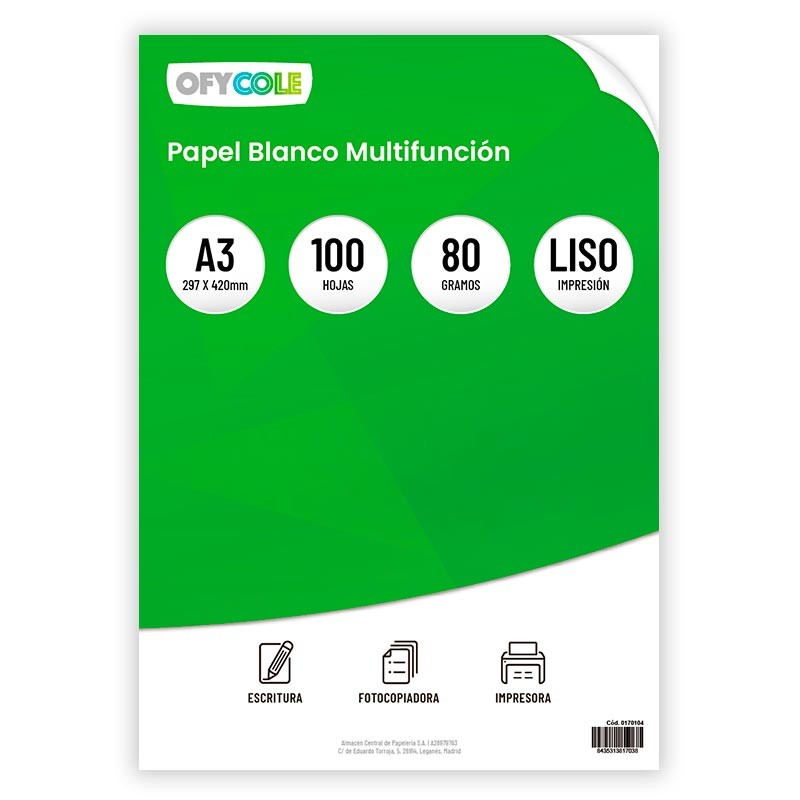 PAPEL A3 OFYCOLE 80GR...