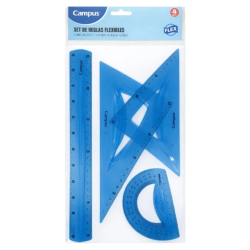 JUEGO DE REGLAS FLEXIBLE 4 PIEZAS AZUL