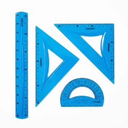 JUEGO DE REGLAS FLEXIBLE 4 PIEZAS AZUL