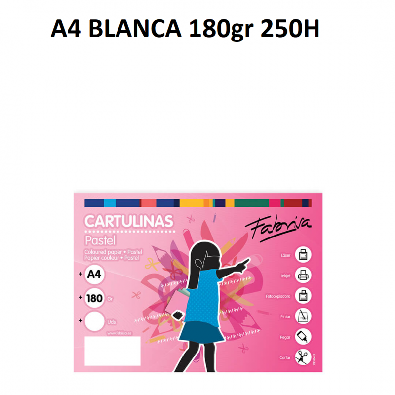 CARTULINA  A4 BLANCO 180gr...