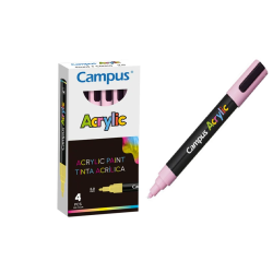 ROTULADOR ACRILICO CAMPUS ROSA PASTEL(4 UNID)