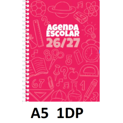 AGENDA ESC.DIDEX A5 1DP CARTÓN ROJO 26-27
