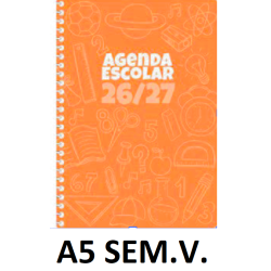 AGENDA ESC.DIDEX A5 SEM.V. CARTÓN NARANJA 26-27