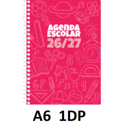 AGENDA ESC.DIDEX A6 1DP CARTÓN ROJO 26-27