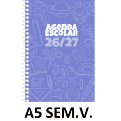 AGENDA ESC.DIDEX A5 SEM.V. POLIPR. AZUL 26-27