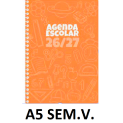 AGENDA ESC.DIDEX A5 SEM.V. POLIPR. NARANJA 26-27