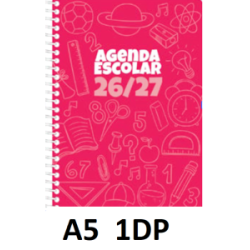 AGENDA ESC.DIDEX A5 1DP POLIPR. ROJO 26-27