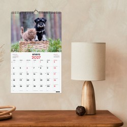 CALENDARIO PARED ESCRIBIR 25X40 2027 PERROS Y GATOS