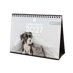 CALENDARIO SOBREMESA ESCRIBIR 210X150 2027 PERROS Y GATOS