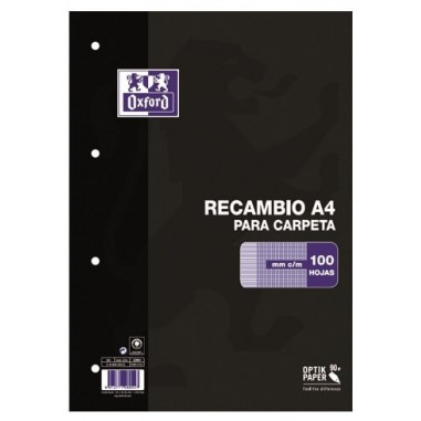 RECAMBIO A4 OXFORD 100H MILIMETRADO 90GR