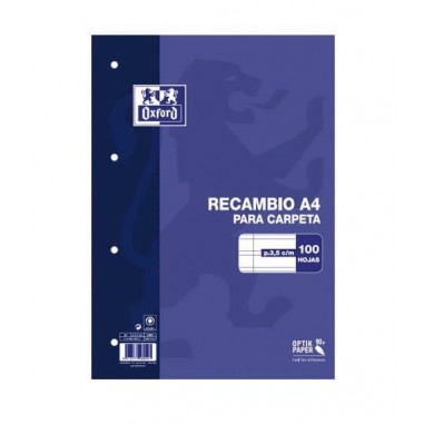 RECAMBIO A4 OXFORD 100H PAUTA 3,5 90GR