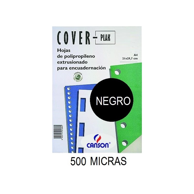 PORTADA A4 COV-PLAK 500 MICRAS NEGRO P/100