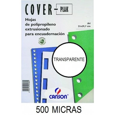 PORTADA A4 COV-PLAK 500 MICRAS TRANSPARENTE P/100