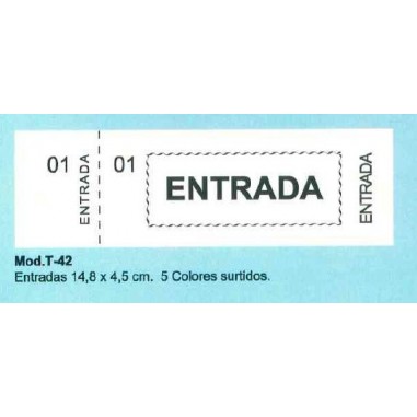 TALONARIO ENTRADAS 14,8X4,5 CM 5 COLORES SURTIDOS T-42/36 P/20
