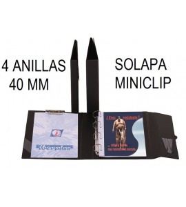 CARPETA PLÁSTICO Fº 4 ANILLAS 40 mm SOLAPA/CLIP