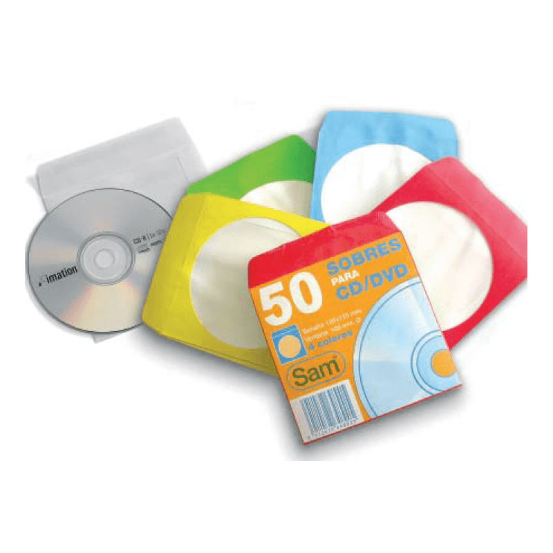 SOBRES CD COLORES PAQ.50